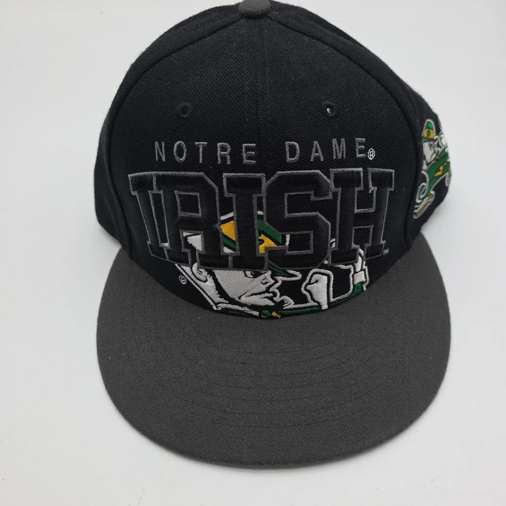 Vtg 47 Brand Notre Dame Fighting Irish Leprechaun Logo Snapback Hat Cap Black